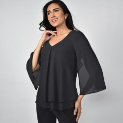 LAGEN-BLUSE CHIFFON OFF-WHITE von FRANK LYMAN