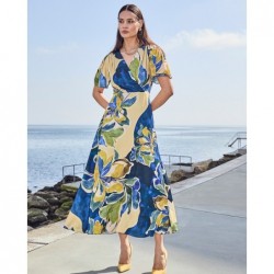 V-KLEID LANG DRUCK von TIA - LONDON